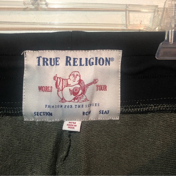 True Religion Men’s Joggers in Olive with Silver Logo on Sides on Black, size M - Picture 4 of 7